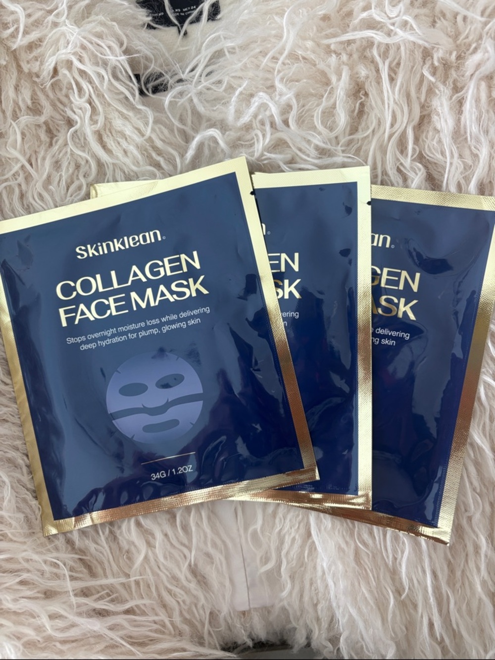 Collagen Face Mask – Navy Blue Hydrating Sheet Mask (3 Pack)